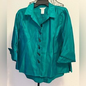 Multiples Green Button-Down Shirt